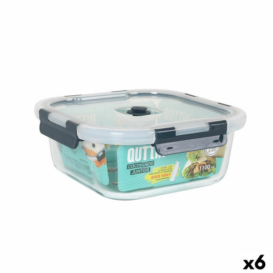 Hermetic Lunch Box Quttin Squared 1,1 L 18,8 x 18,8 x 7,5 cm (6 Units)