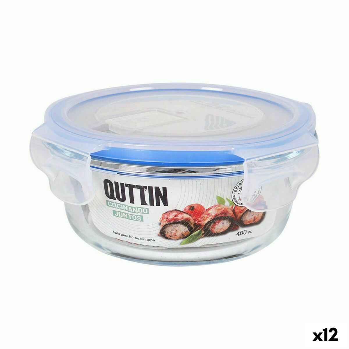 Round Lunch Box with Lid Quttin Transparent 400 ml Ø 13,5 x 6 cm (12 Units)