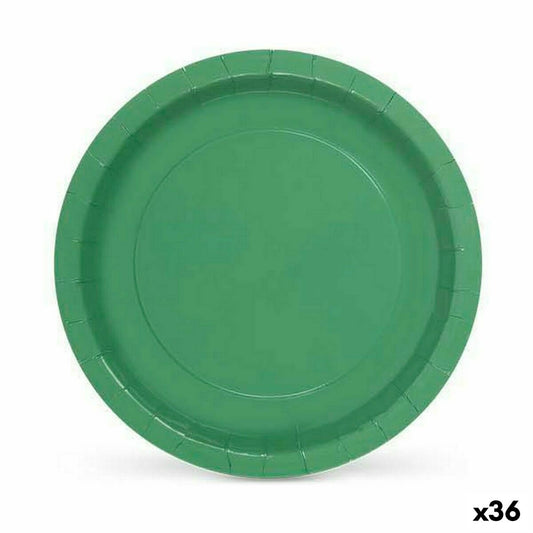 Plate set Algon Disposable Cardboard Green 10 Pieces 20 x 20 x 1,5 cm (36 Units)