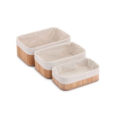 Set of Baskets Confortime Natural Bamboo (3 Pieces) (6 Units)