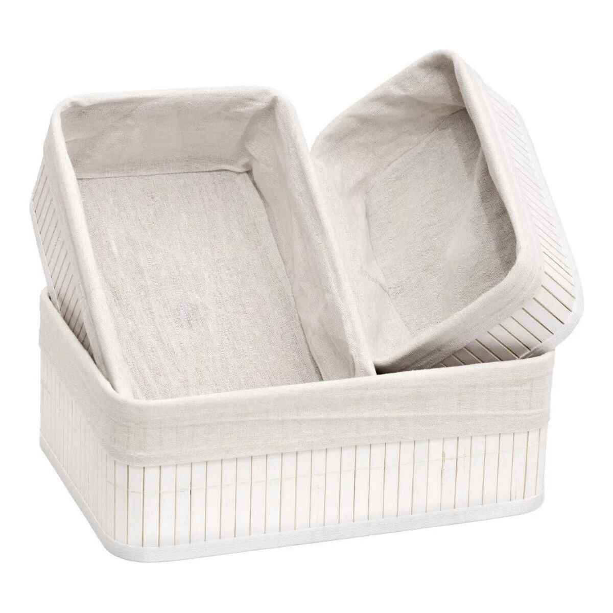 Set of Baskets Confortime White Bamboo (3 Pieces) (6 Units)