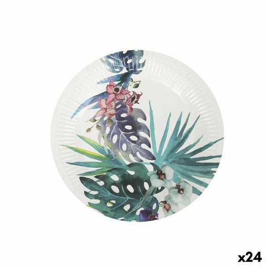 Plate set Algon Disposable Cardboard Tropical 10 Pieces 20 cm (24 Units)