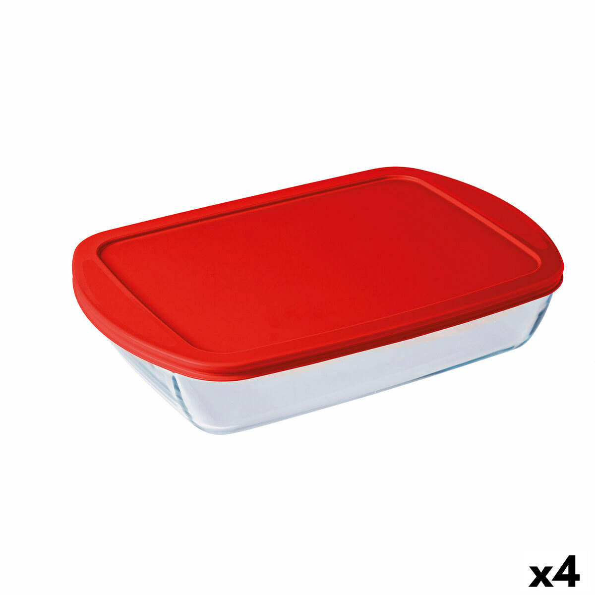 Rectangular Lunchbox with Lid Ô Cuisine Cook&store Ocu Transparent Glass Silicone 4,5 L (4 Units) Ô Cuisine