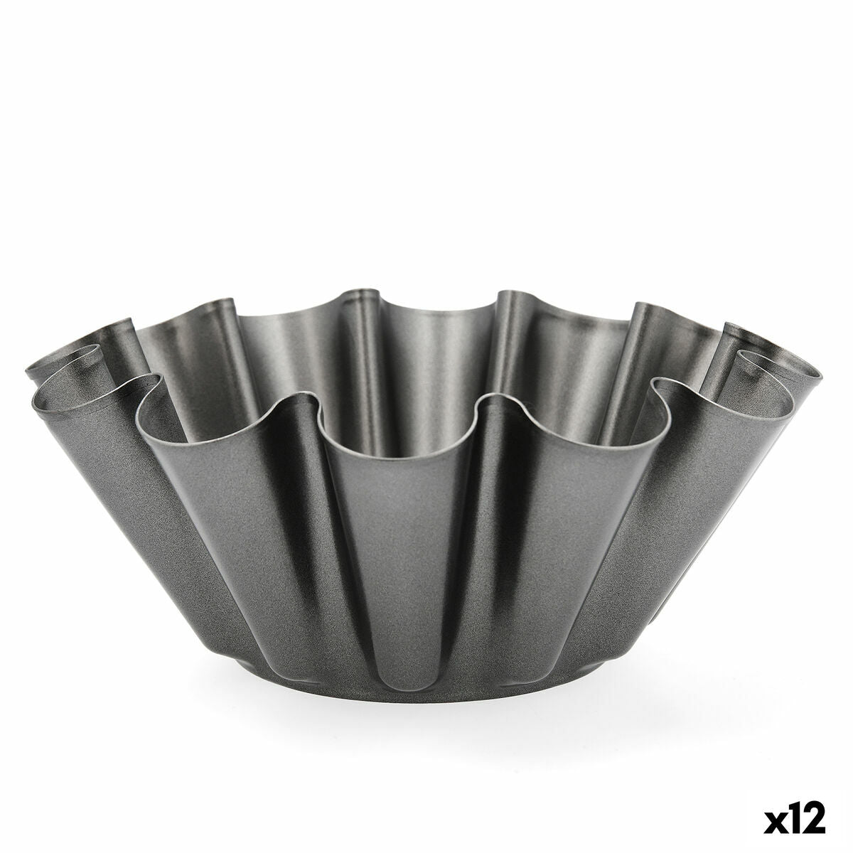 Flan Mould Quid Sweet Grey Black Metal 23 x 9 cm (12 Units)