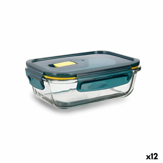 Hermetic Lunch Box Quid Astral Rectangular 640 ml Blue Glass (12 Units)