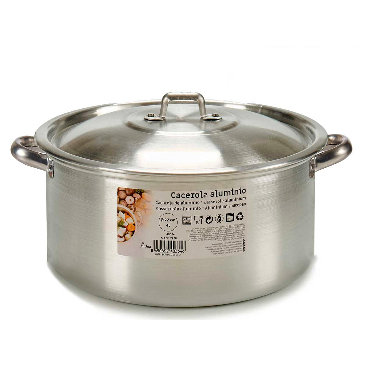 Casserole Kinvara 100006 Silver 4 L 24 x 13 x 31 cm