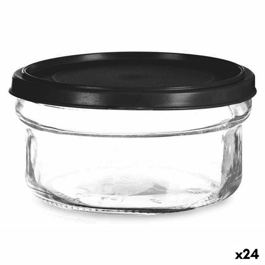 Round Lunch Box with Lid Vivalto 249-2 Black Transparent Glass Plastic 415 ml 12 x 6 x 12 cm (24 Units)