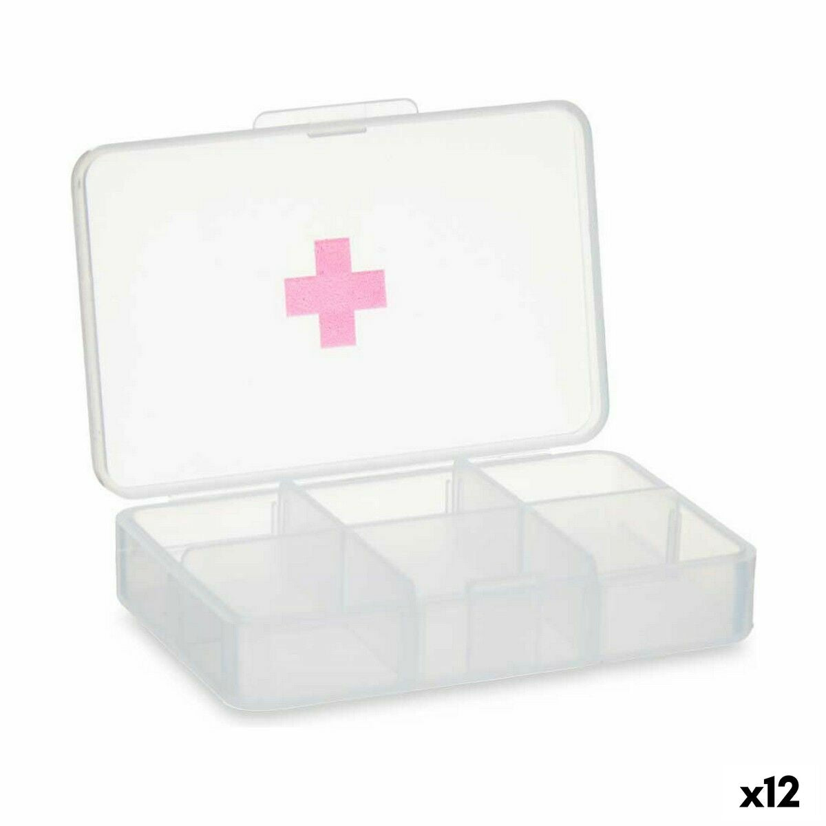 Pillbox with Compartments Berilo HW0929-1 Transparent Plastic 11,5 x 18 x 2,2 cm (12 Units)