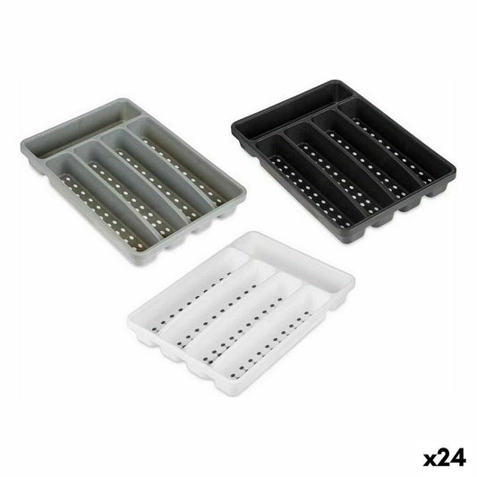 Cutlery Organiser Kinvara CN19128-1 White Black polypropylene 22,5 x 4,5 x 32 cm (24 Units)