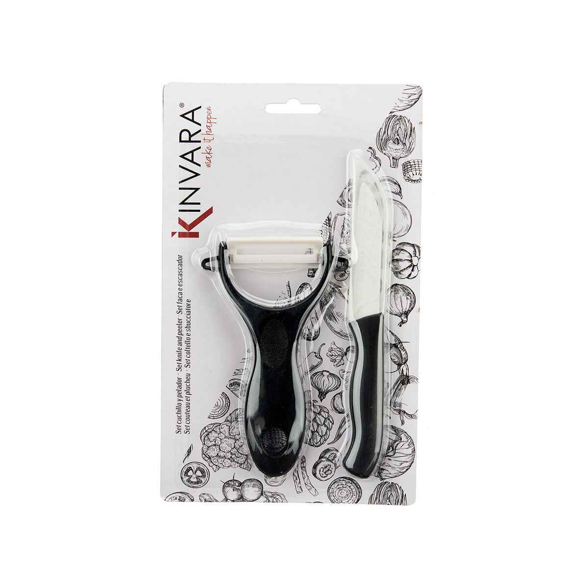 Vegetables Cutter and Peeler Kinvara KT3521(B/C)HB Black Ceramic polypropylene (24 Units)