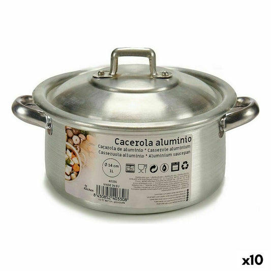 Casserole with lid Kinvara 100002 Silver Ø 14 cm 1 L (10 Units)