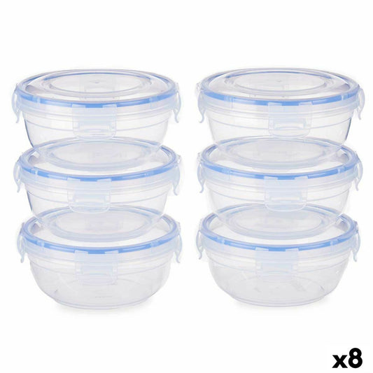 Set of lunch boxes Leknes 30502 Blue Transparent Plastic 800 ml 15,5 x 7,5 x 15,5 cm Hermetic (8 Units)