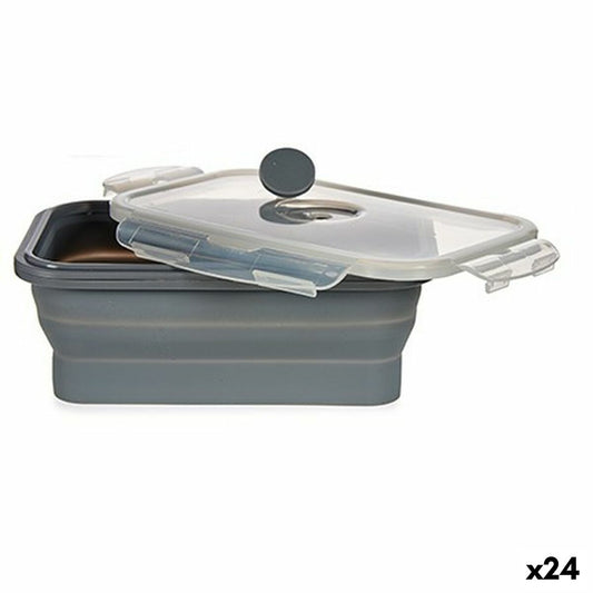 Rectangular Lunchbox with Lid Kinvara CH19130-2 Grey Silicone 800 ml 12,5 x 3 x 18,5 cm (24 Units)