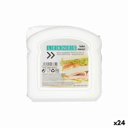 Sandwich Box Leknes 47034E Transparent Plastic 12 x 4 x 12 cm (24 Units)