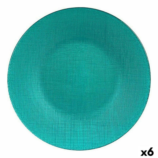 Flat Plate Turquoise Glass 27,5 x 2 x 27,5 cm (6 Units)