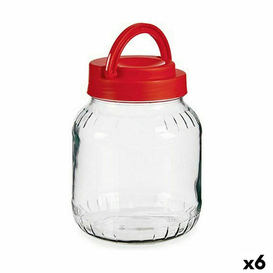 Jar Vivalto 1700 CC Red 1,7 L Lid with handle (6 Units)