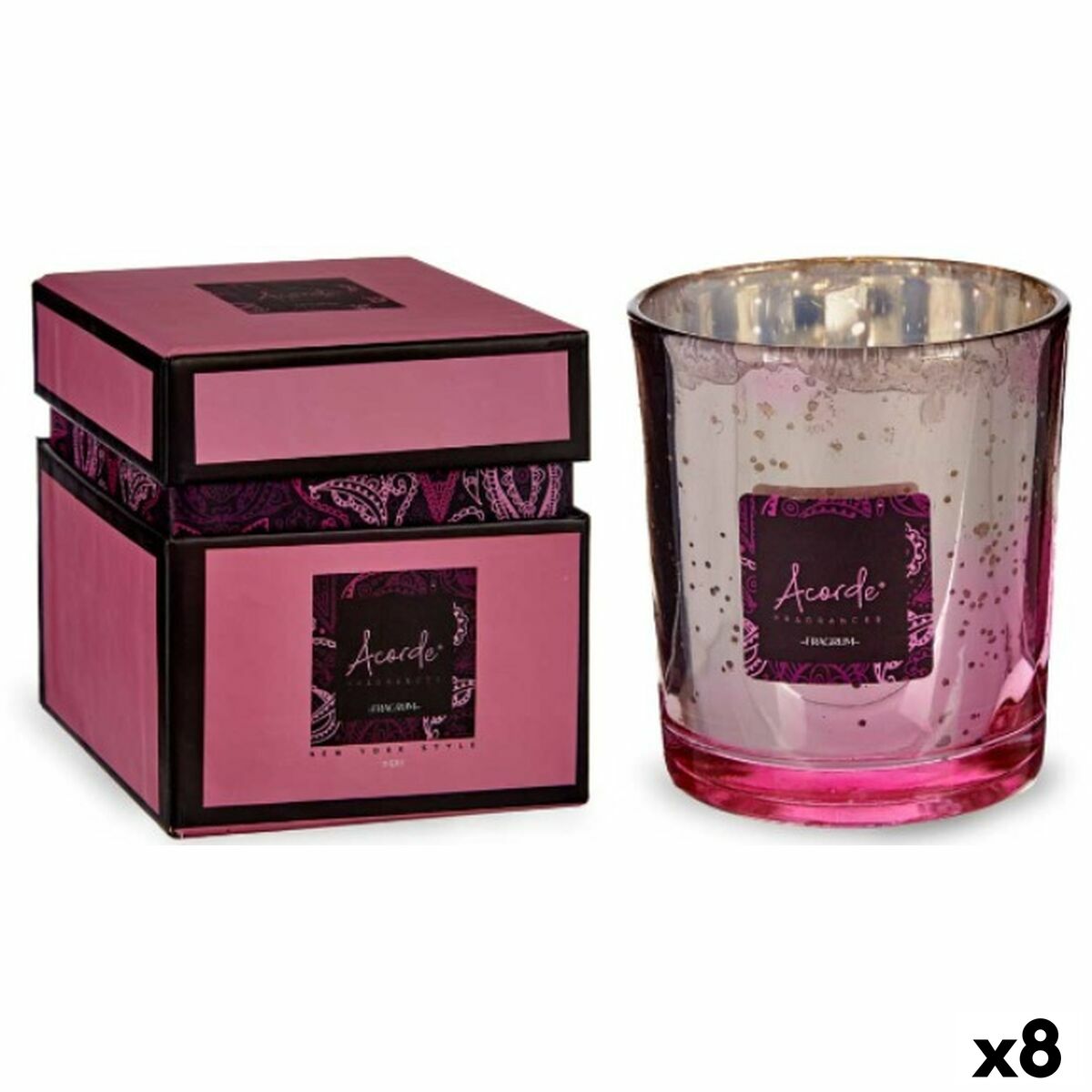 Scented Candle Acorde 7OZ-CREAM&STRAW Strawberry Custard 200 ml (8 Units) Acorde