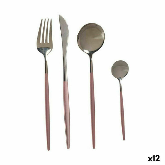 Cutlery Set Kinvara BST-CT022 Pink Silver Stainless steel (12 Units)