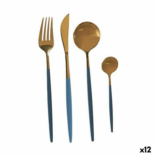 Cutlery Set Kinvara BST-CT022 Grey Golden Stainless steel (12 Units)