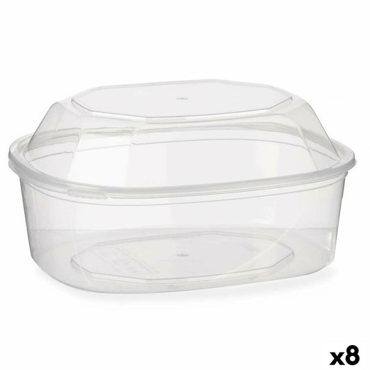 Rectangular Lunchbox with Lid Leknes BS1500ROIOV Transparent polypropylene 1,5 L 18 x 10,5 x 21,5 cm (8 Units)