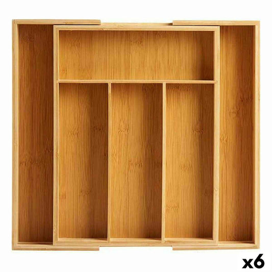 Cutlery Organiser Kinvara JWKW-3714/1 Brown Bamboo Adaptable compartment Extendable (6 Units)