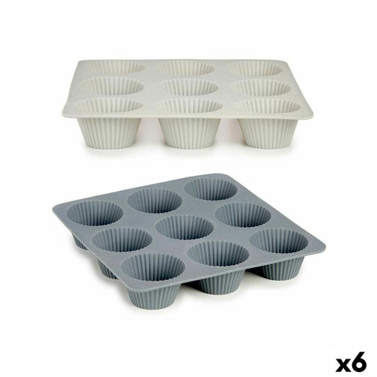 Muffin Tray Kinvara HH421 Light grey Dark grey 22 x 3 x 22 cm Magdalenas (6 Units)