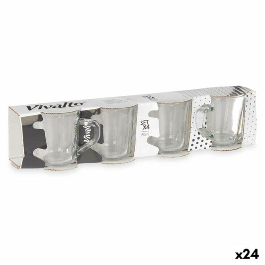 Piece Coffee Cup Set Vivalto RYG2046 Transparent Glass 80 ml (24 Units)