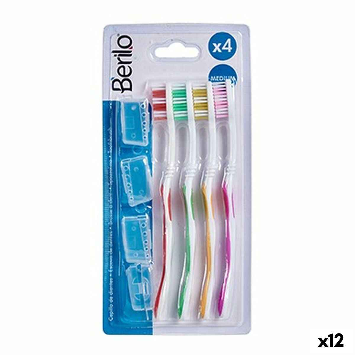 Toothbrush Berilo AR1410003 Yellow Blue Red Green (12 Units)