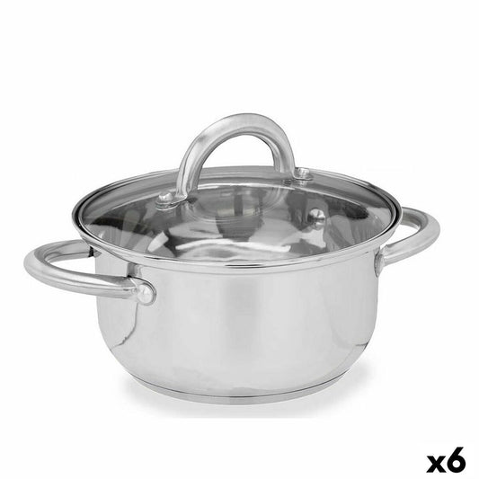 Casserole with glass lid Kinvara SW1401-C-18CM Silver 27 x 10 x 19,5 cm (6 Units)