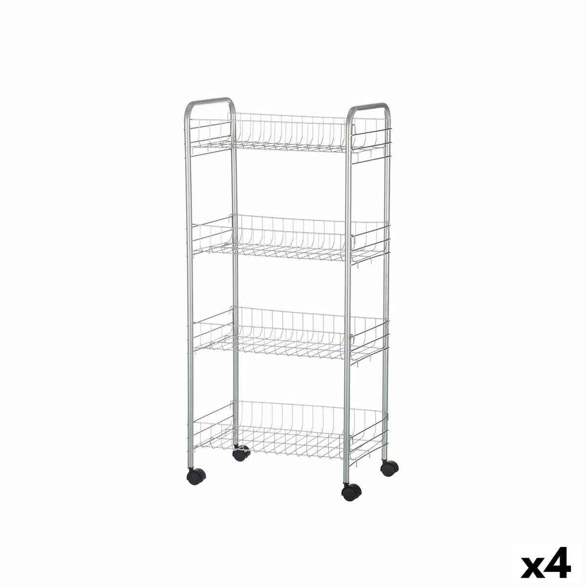 Vegetable trolley Kinvara W4117-1-S Silver Metal polypropylene Plastic 37 x 27 x 82,5 cm (4 Units)