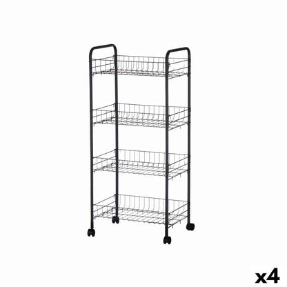 Vegetable trolley Kinvara 86933 Black Metal polypropylene Plastic 40,5 x 27 x 82,5 cm (4 Units)