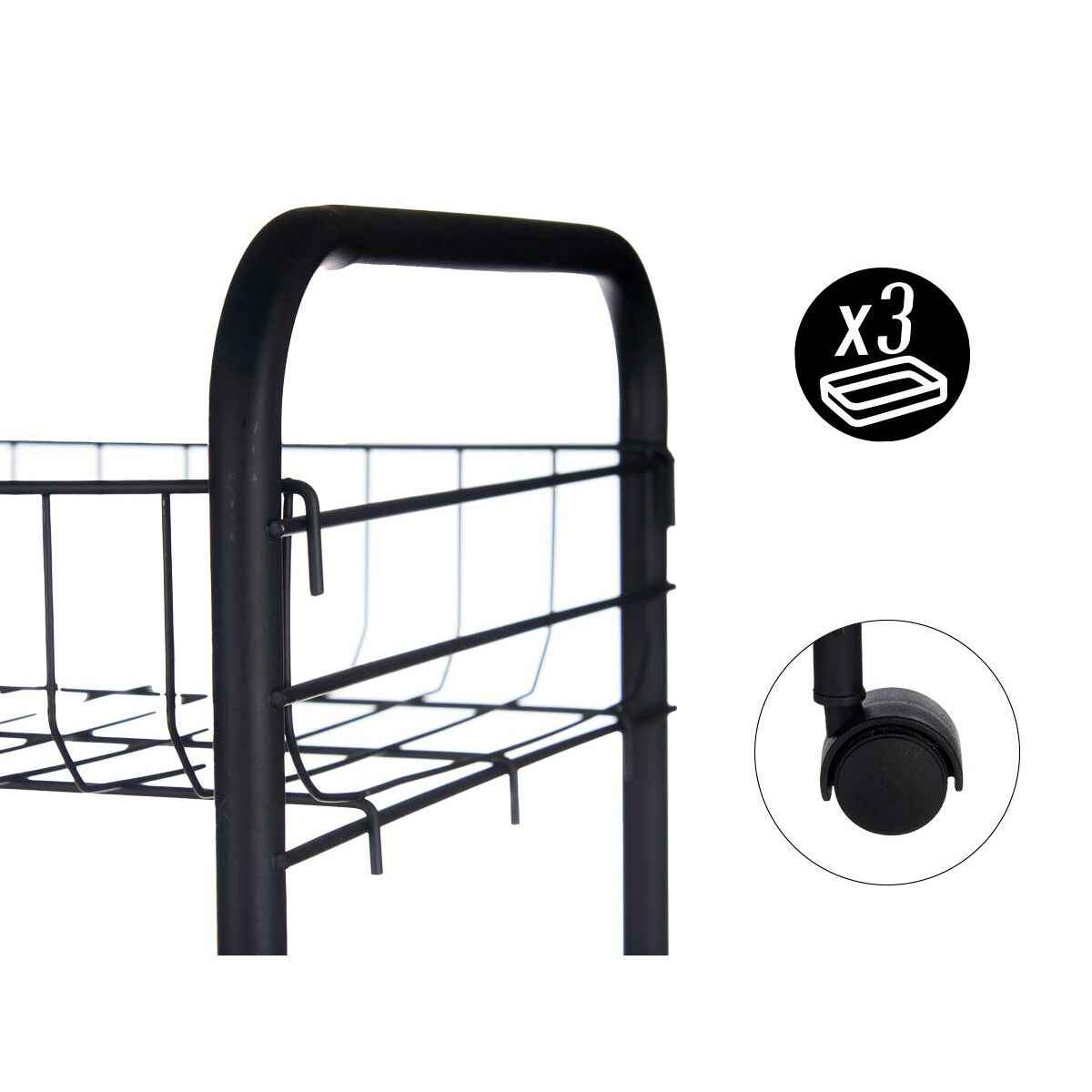 Vegetable trolley Kinvara 86933 Black Metal polypropylene Plastic 40,5 x 27 x 82,5 cm (4 Units)