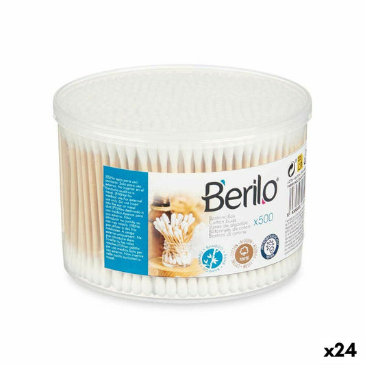 Cotton Buds Berilo BT500PPD White Brown Cotton Bamboo (24 Units)