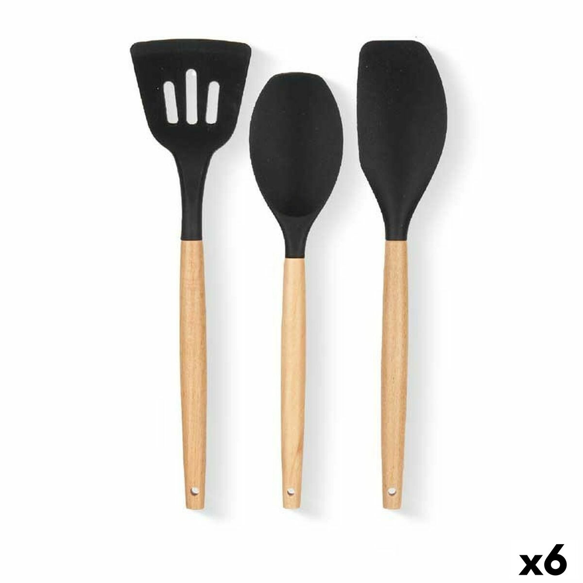 Kitchen Utensils Set Wood Silicone (6 Units)