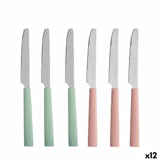 Knife Set Kinvara CN-KT166096-1K Green Pink Silver Stainless steel Plastic (12 Units)