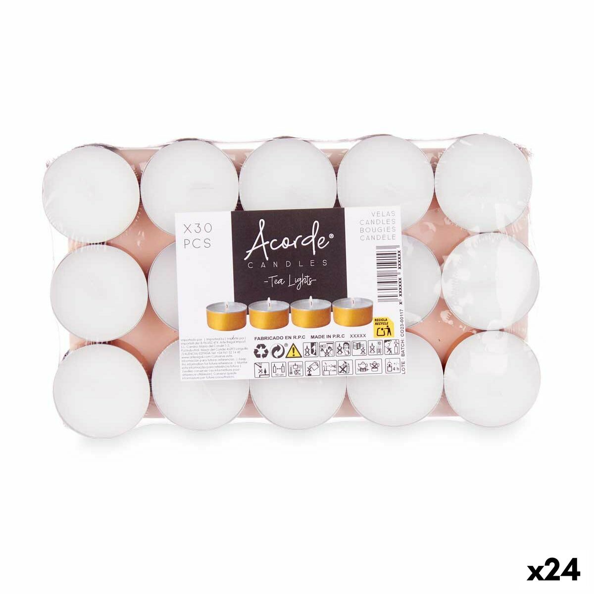 Candle Set Acorde Tea Lights (24 Units) Acorde