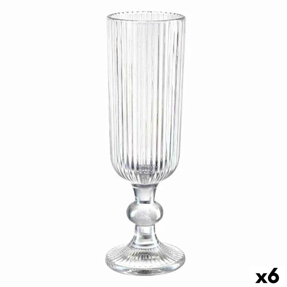 Champagne glass Stripes Transparent Glass 160 ml (6 Units)