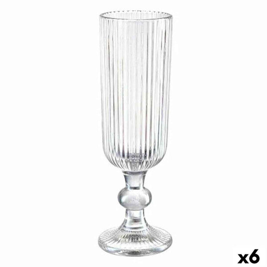 Champagne glass Stripes Transparent Glass 160 ml (6 Units)