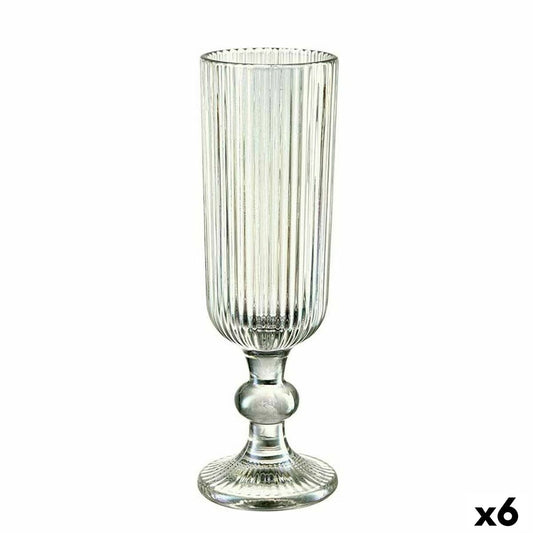 Champagne glass Vivalto OCT-DK80006C Green Glass 160 ml Stripes (6 Units)