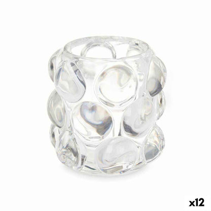 Candleholder Microbeads Transparent Crystal 8,4 x 9 x 8,4 cm (12 Units)