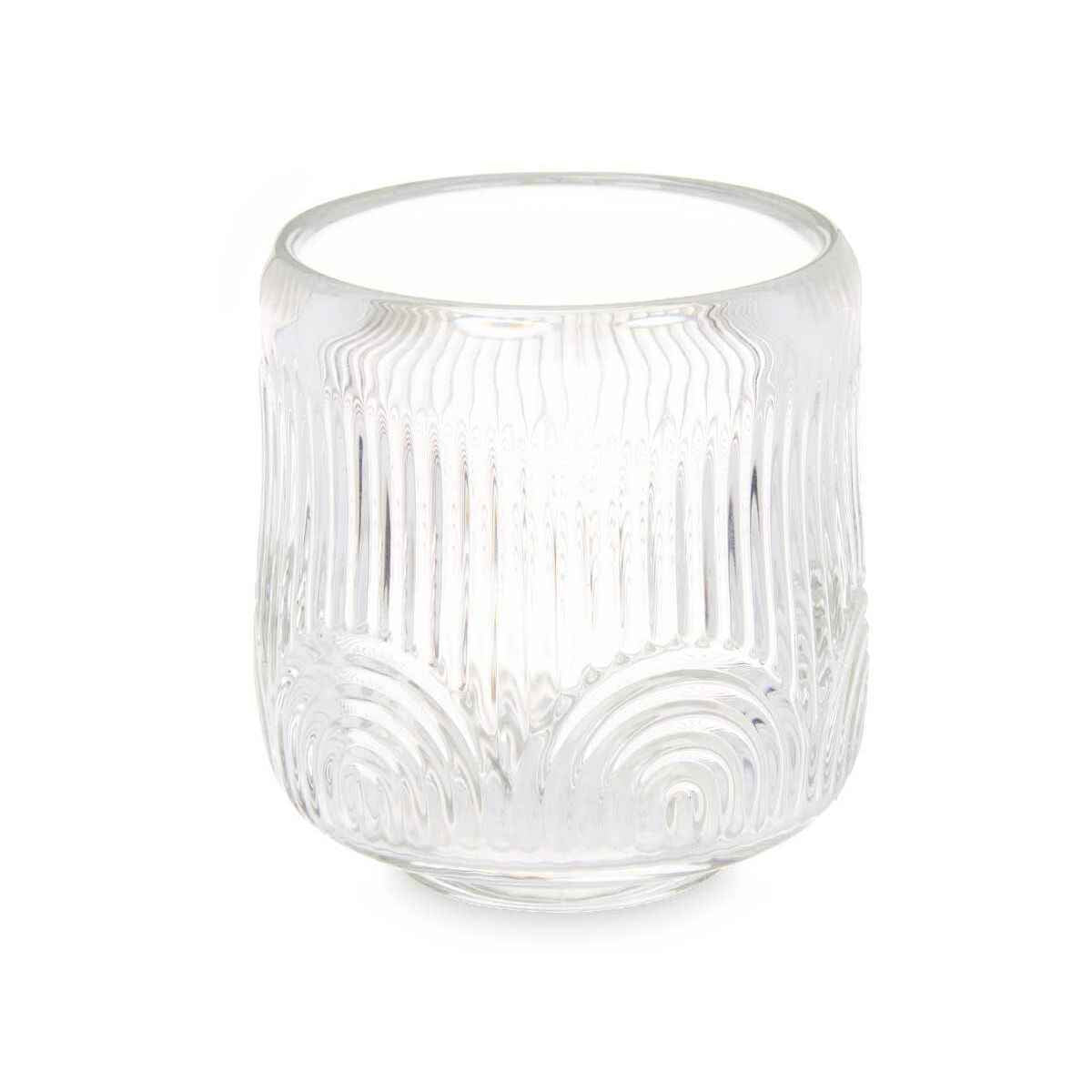 Candleholder Stripes Transparent Crystal 9 x 9,5 x 9 cm (12 Units)