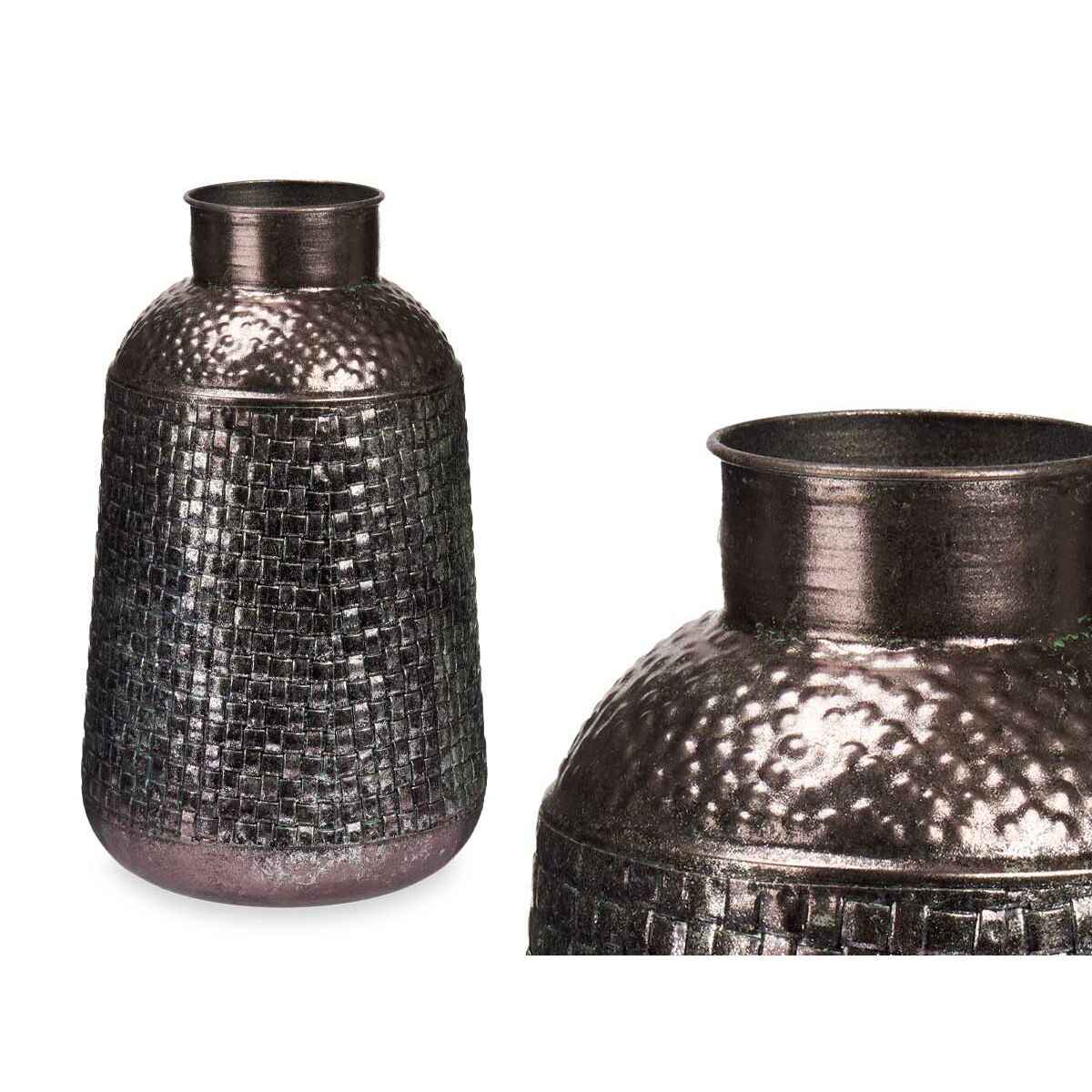 Vase Silver Metal 22,5 x 39,5 x 22,5 cm (4 Units) With relief