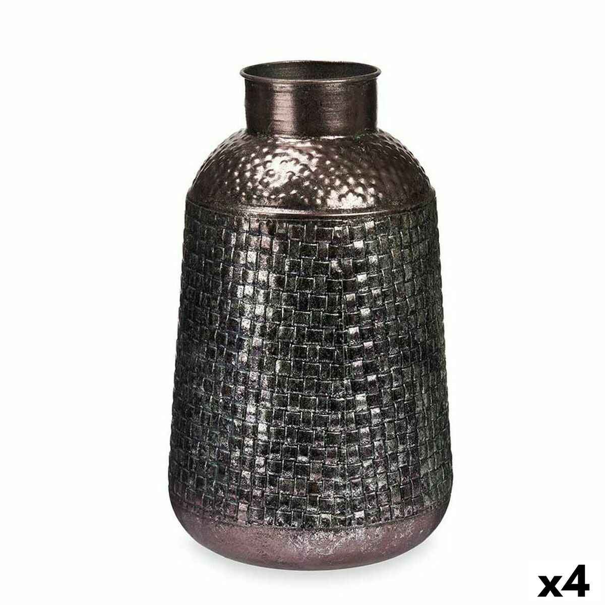 Vase Silver Metal 22,5 x 39,5 x 22,5 cm (4 Units) With relief