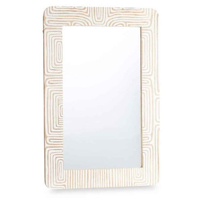 Wall mirror 37 White Brown 90 x 60 x 2 cm Rectangular