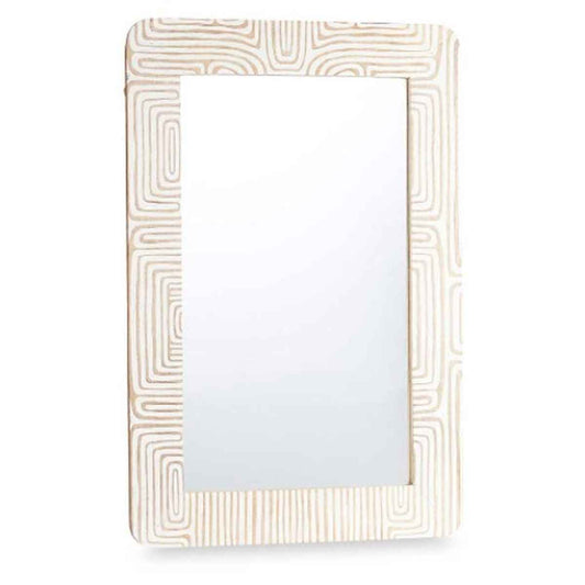 Wall mirror 37 White Brown 90 x 60 x 2 cm Rectangular