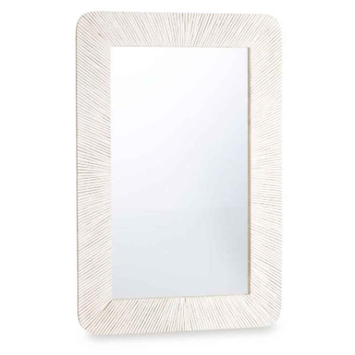 Wall mirror 38 White Brown Stripes 90 x 60 x 2 cm Rectangular