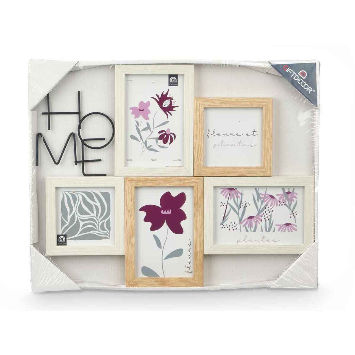 Photo frame GiftDecor 411408K Natural Metal MDF Wood (8 Units)