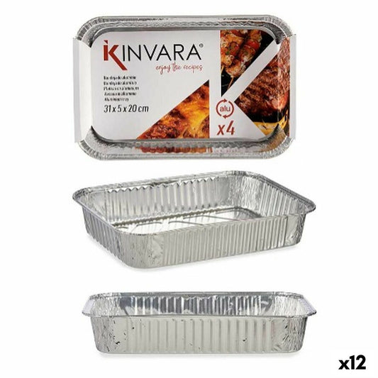 Set of trays Kinvara 82276 Aluminium 31,5 x 20,5 x 5,8 cm 4 Pieces (12 Units)