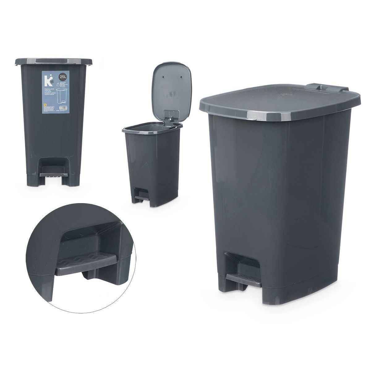 Pedal bin ABK-142 Anthracite Plastic 25 L (6 Units)