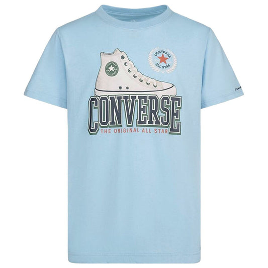 Child's Short Sleeve T-Shirt Converse Script Sneaker Gfx Sky blue